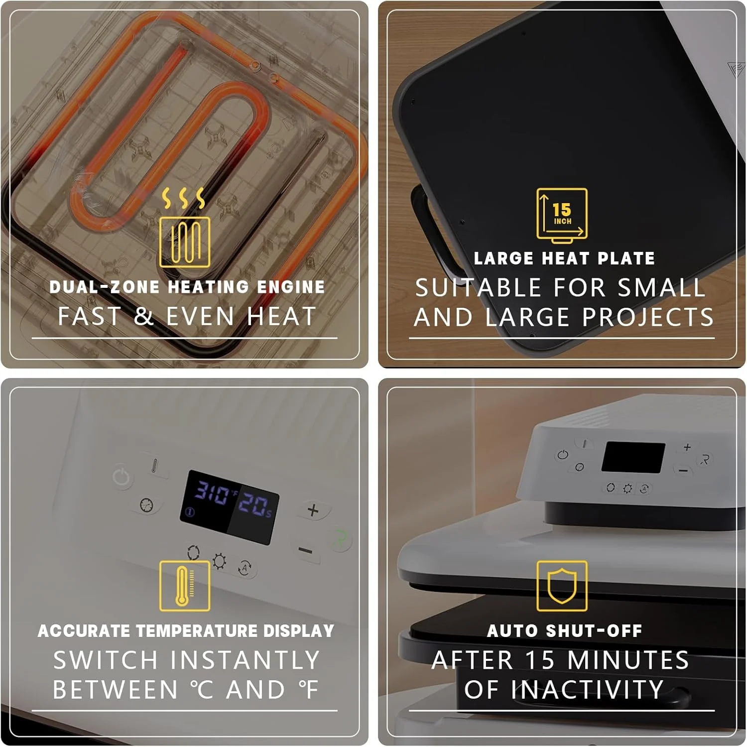 HTVRONT Auto Heat Press Machine 15"x15"  230V - (2 Colors) - Image 10