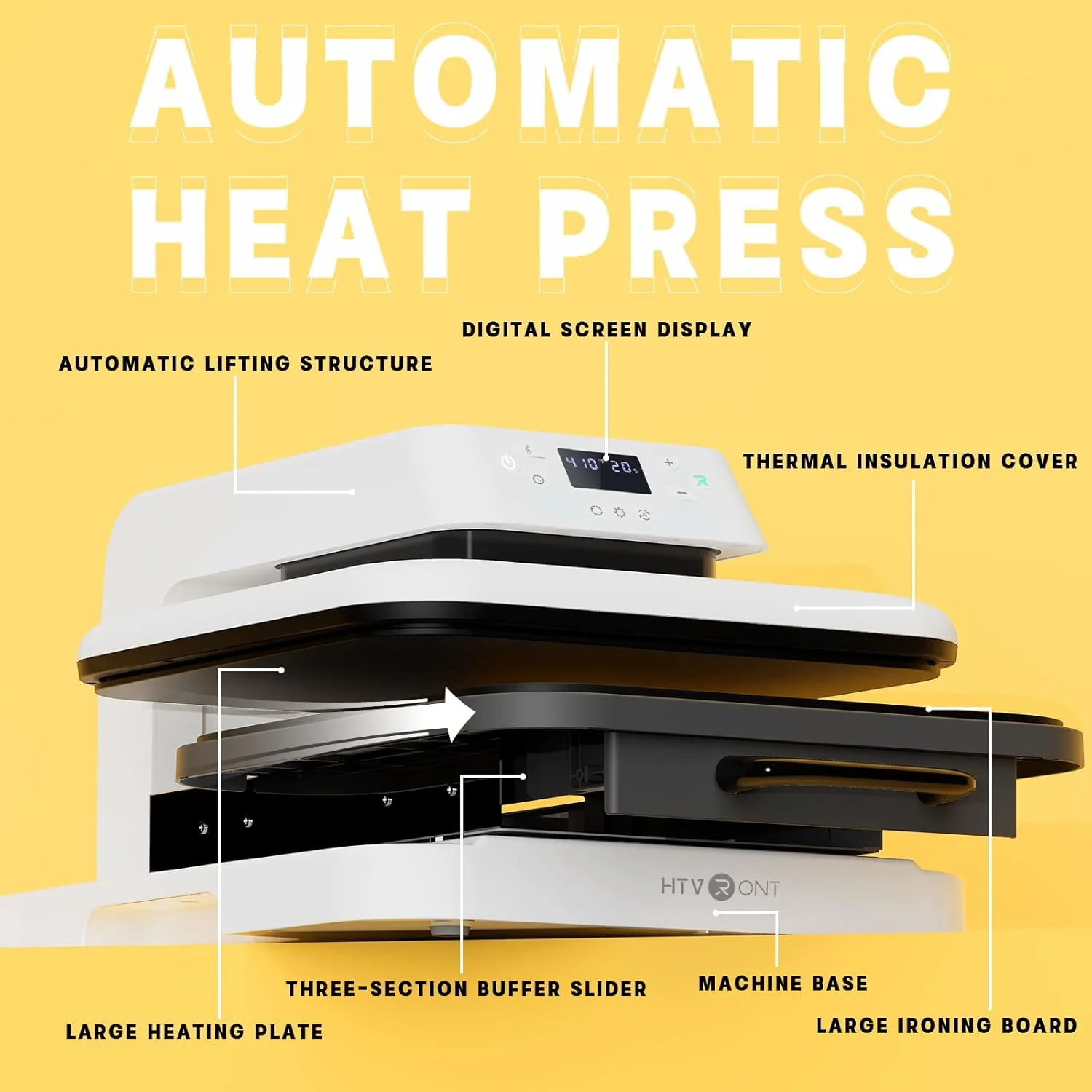 HTVRONT Auto Heat Press Machine 15"x15"  230V - (2 Colors) - Image 3