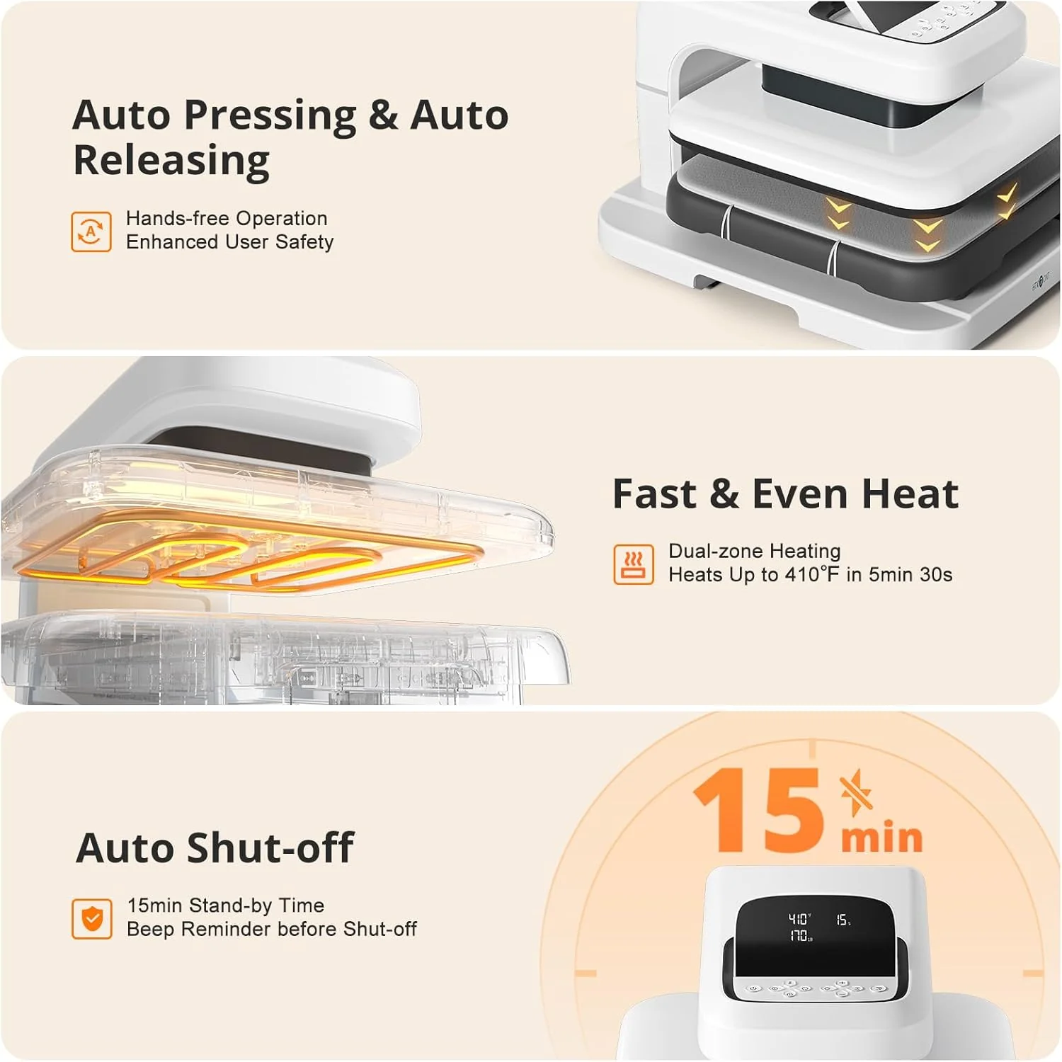 HTVRONT Auto Heat Press 2 - Digit 230V,Your Smartest Solution of Heat Transferring.For DTF,HTV,Sublimation,PUFF.For DIY T shirt,hat,jacket,pillow,ceramic,hoodie, and more - Image 18