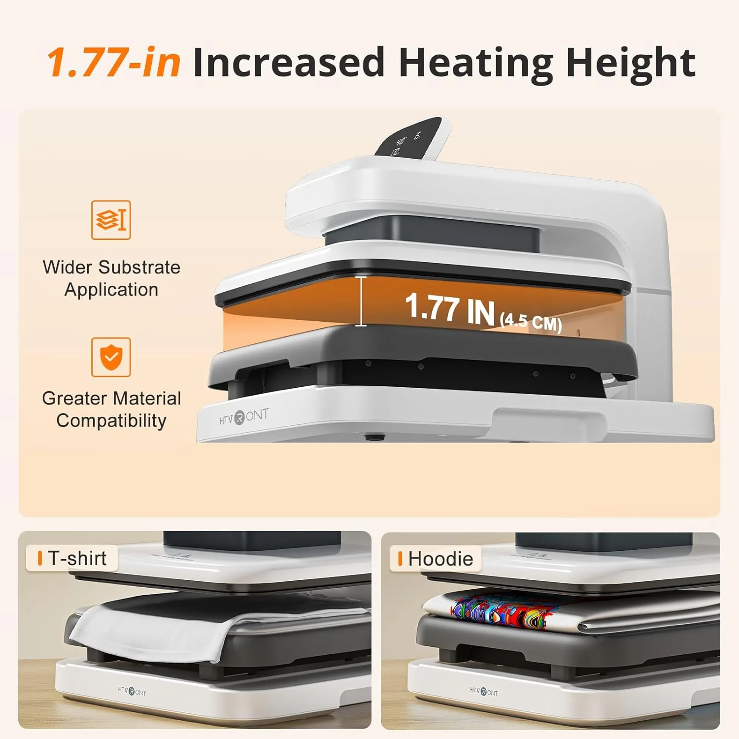 HTVRONT Auto Heat Press 2 - Digit 230V,Your Smartest Solution of Heat Transferring.For DTF,HTV,Sublimation,PUFF.For DIY T shirt,hat,jacket,pillow,ceramic,hoodie, and more - Image 19