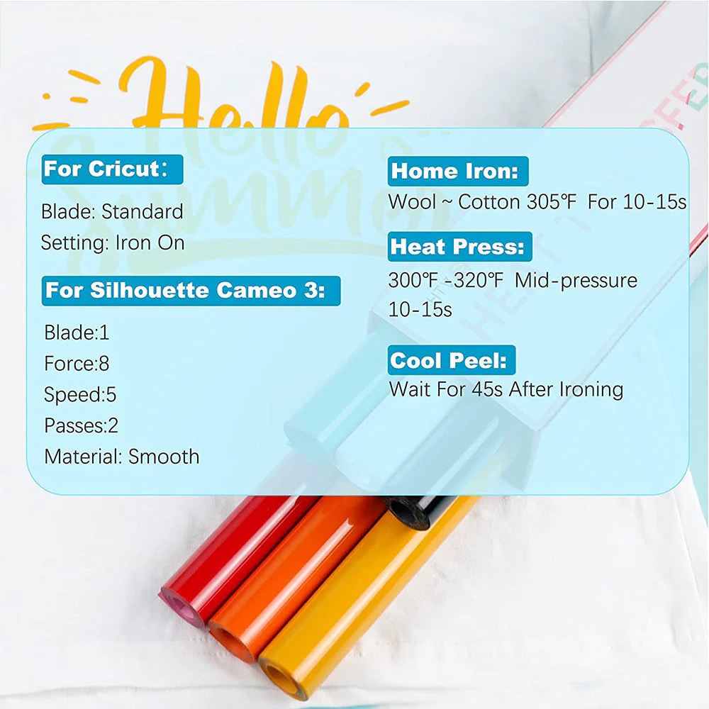 Heat Transfer Vinyl Bundle - 12"x5 Ft (6 Assorted Colors） - Image 10