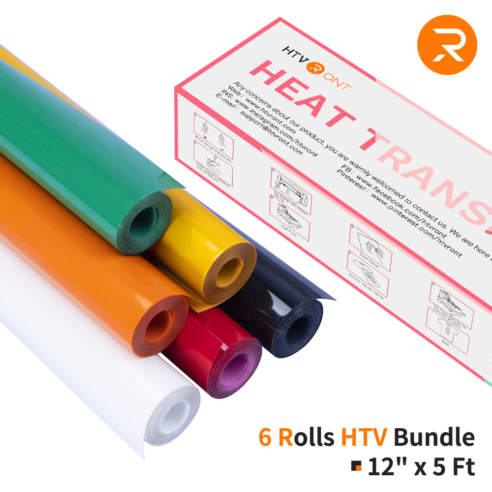 Heat Transfer Vinyl Bundle - 12"x5 Ft (6 Assorted Colors） - Image 5