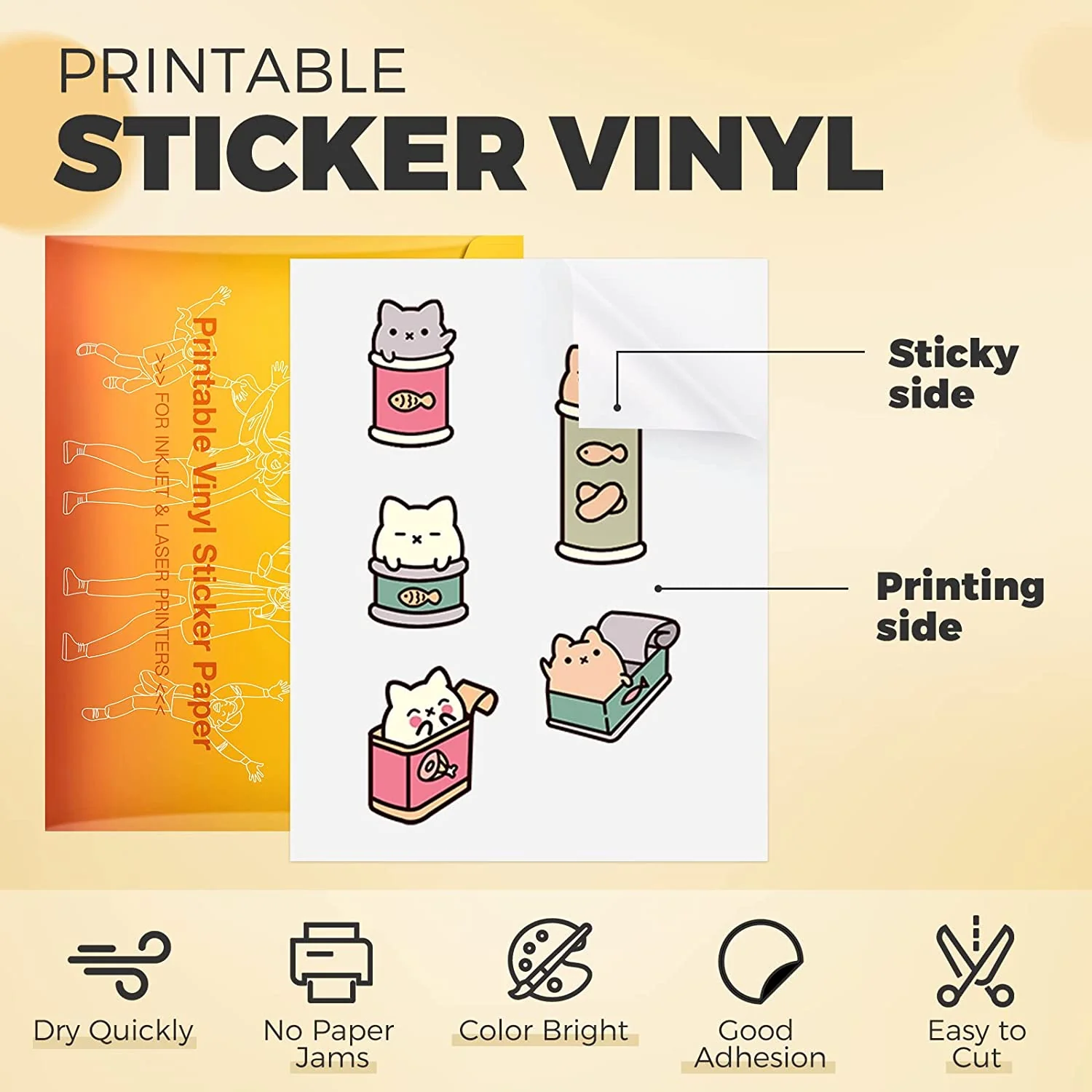 Glossy Printable Vinyl Sticker Paper 100 Sheets Waterproof  - 8.5"X 11" - Image 4